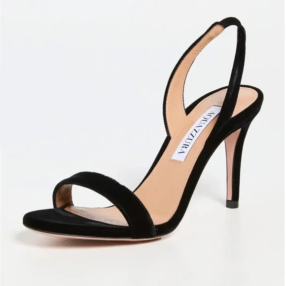 Like new Aquazzura 85mm So Nude Sandals Black Velvet 36 $695